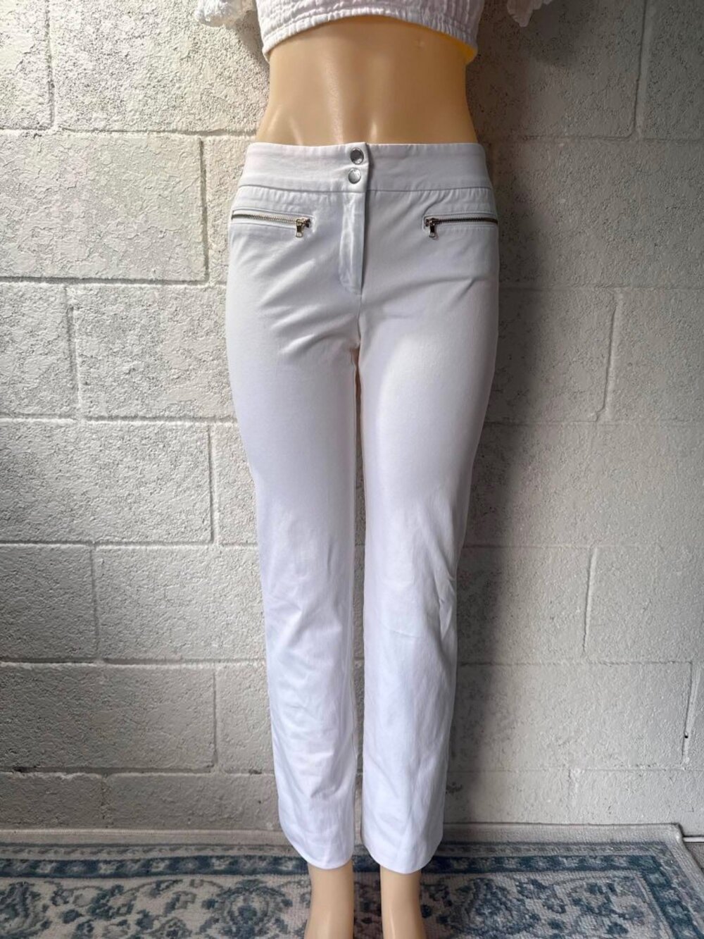 Alfani Women’s White Slim Stretchable Straight Leg Pants Size 8